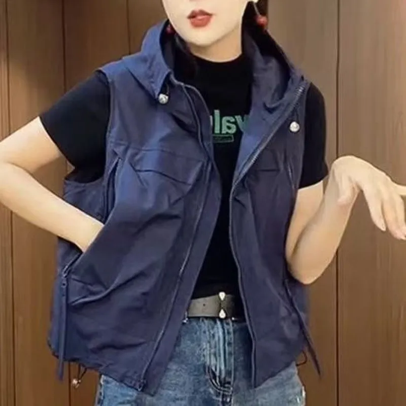 Fashion All Match Spring Hoodies Sleeveless Vest Y2k Solid Temperament Coat Harajuku Vintage Casual Zip Outwear
Fashion All Match Spring Hoodies Sleeveless Vest Y2k Solid Temperament Coat Harajuku Vintage Casual Zip Outwear