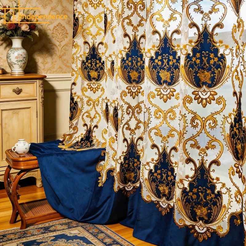 European Luxury French Embroidery Blue Screen Curtains for Living Room Bedroom French Window Villa Customized Finished Products
European Luxury French Embroidery Blue Screen Curtains for Living Room Bedroom French Window Villa Customized Finished Products