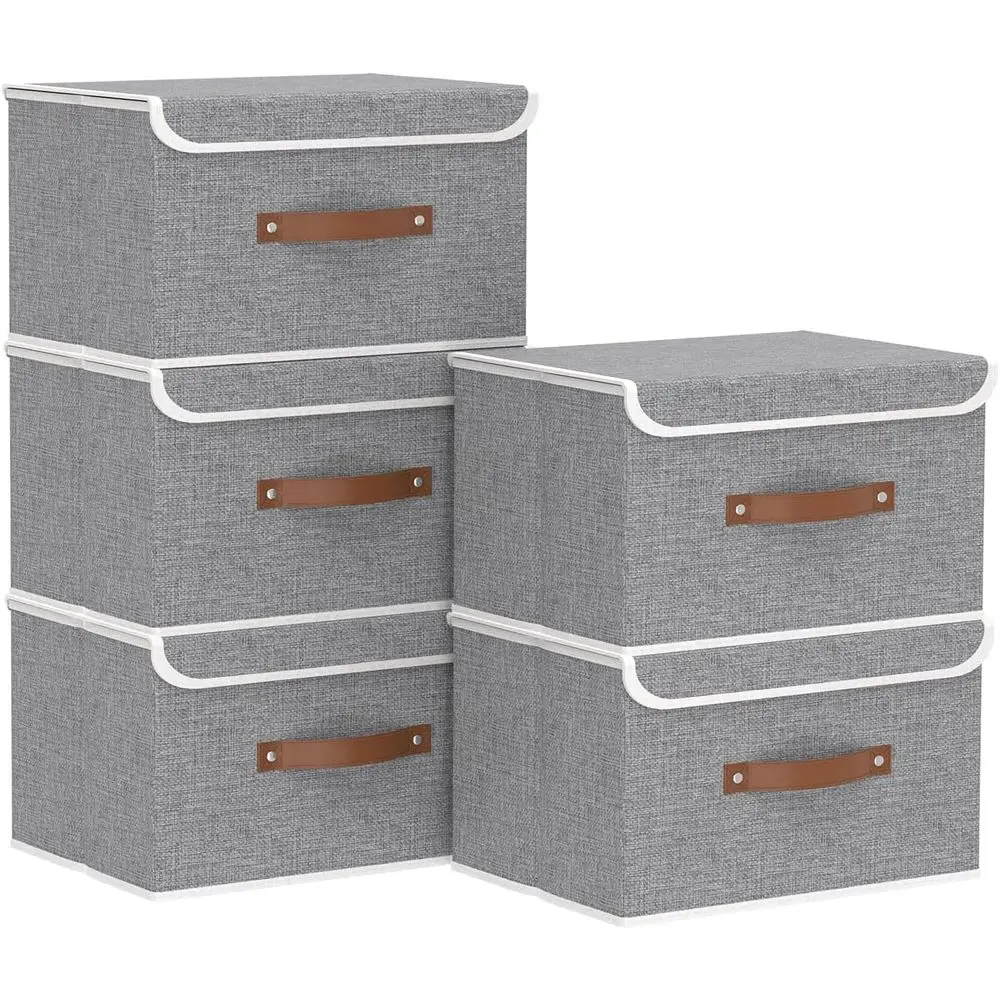 Складные коробки для хранения, складной контейнер с крышками, кубический органайзер для одежды с ручками, серый, 33 см (длина) x 23 см (ширина) x 20 см (высота), 5 шт.
Складные коробки для хранения, складной контейнер с крышками, кубический органайзер для одежды с ручками, серый, 33 см (длина) x 23 см (ширина) x 20 см (высота), 5 шт.