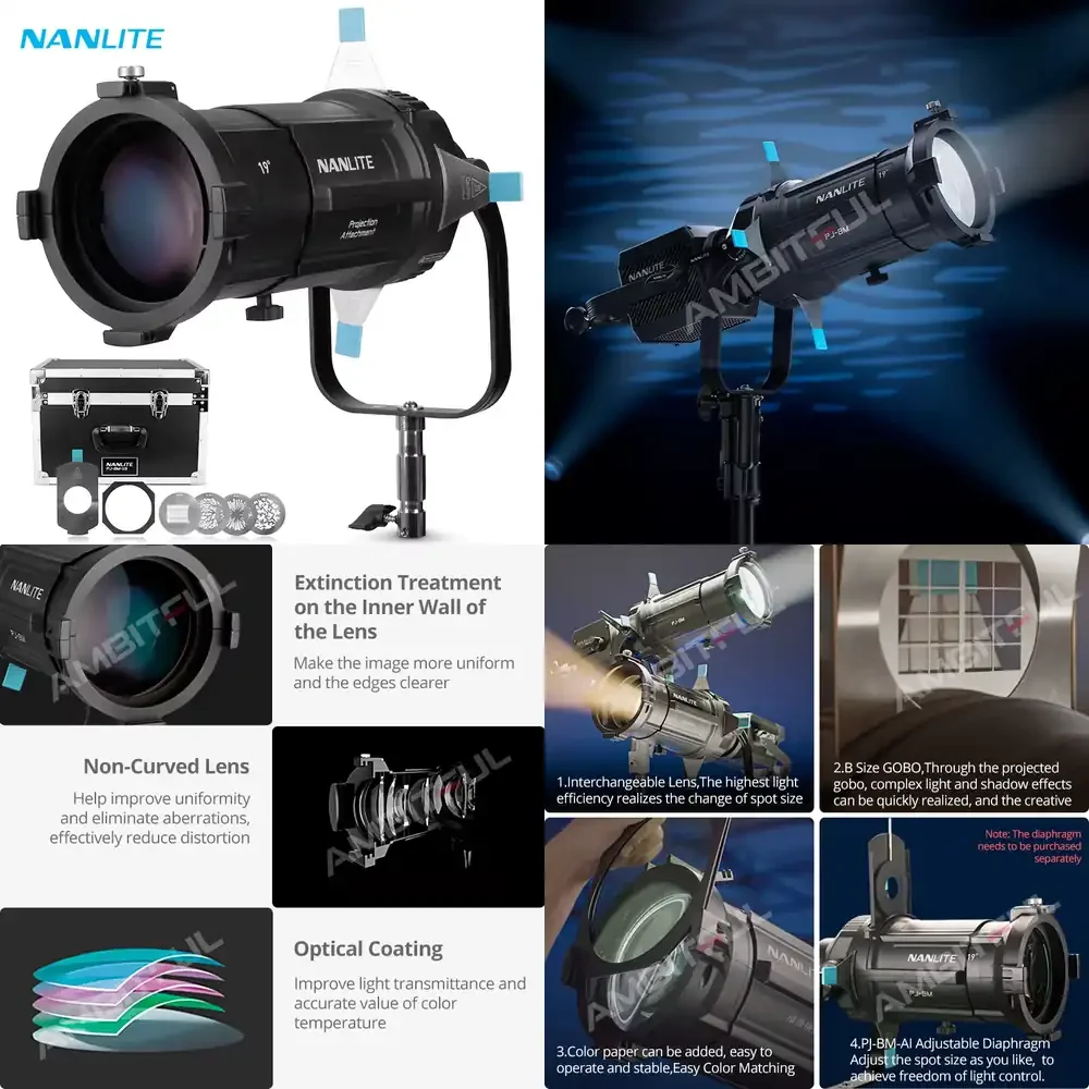 PJ-BM-19-36 Dedicated Imaging Lens Lighting Modifiers Projection Photo Spotlight Accessory for Bowens Mount Light
PJ-BM-19-36 Dedicated Imaging Lens Lighting Modifiers Projection Photo Spotlight Accessory for Bowens Mount Light