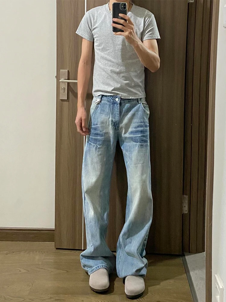 American Retro Light Blue Men's Jeans Spring Fashionable High Waist Straight Leg Micro Flared Pants Youth Wear Casual Style
American Retro Light Blue Men's Jeans Spring Fashionable High Waist Straight Leg Micro Flared Pants Youth Wear Casual Style