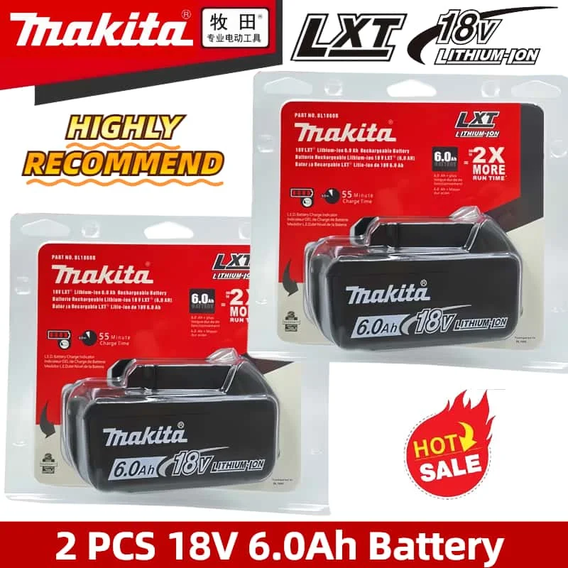 Original Makita 18V 6.0Ah Lithium-Ion Battery BL1860B for Cordless Drills/Impact Drivers - Genuine LXT Power Tool Battery Pack
Original Makita 18V 6.0Ah Lithium-Ion Battery BL1860B for Cordless Drills/Impact Drivers - Genuine LXT Power Tool Battery Pack
