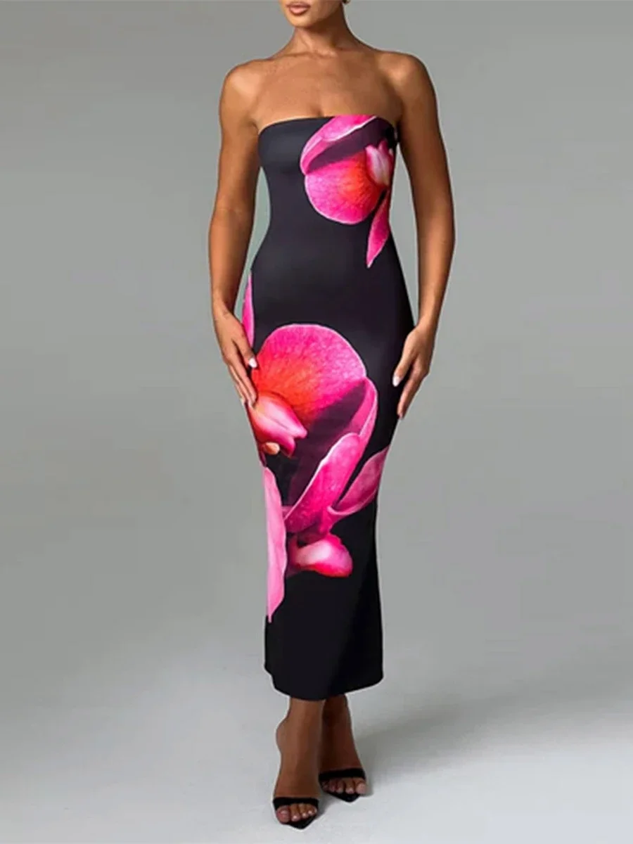 New Fashion Womens Long Tube Top Dress Slim Flower Print Off Shoulder Sleeveless Backless Dress For Party Club Hot Sale S M L
New Fashion Womens Long Tube Top Dress Slim Flower Print Off Shoulder Sleeveless Backless Dress For Party Club Hot Sale S M L