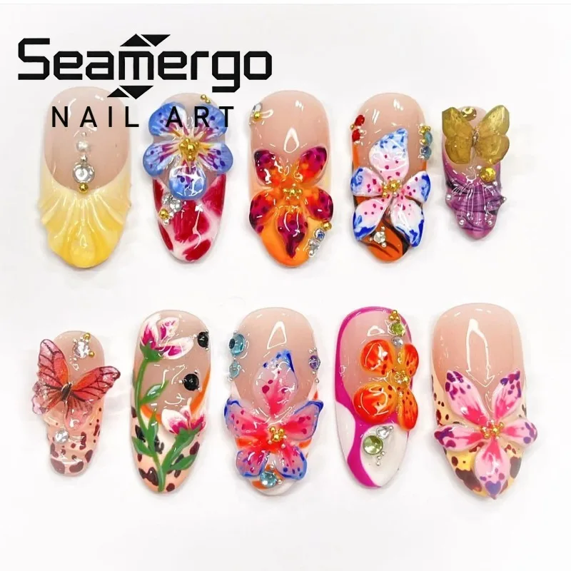 24PCS Colorful Tropical Flowers French False Nails 3D Butterfly with Diamonds Almond Fake Nails for Women Summer Nails Press On
24PCS Colorful Tropical Flowers French False Nails 3D Butterfly with Diamonds Almond Fake Nails for Women Summer Nails Press On