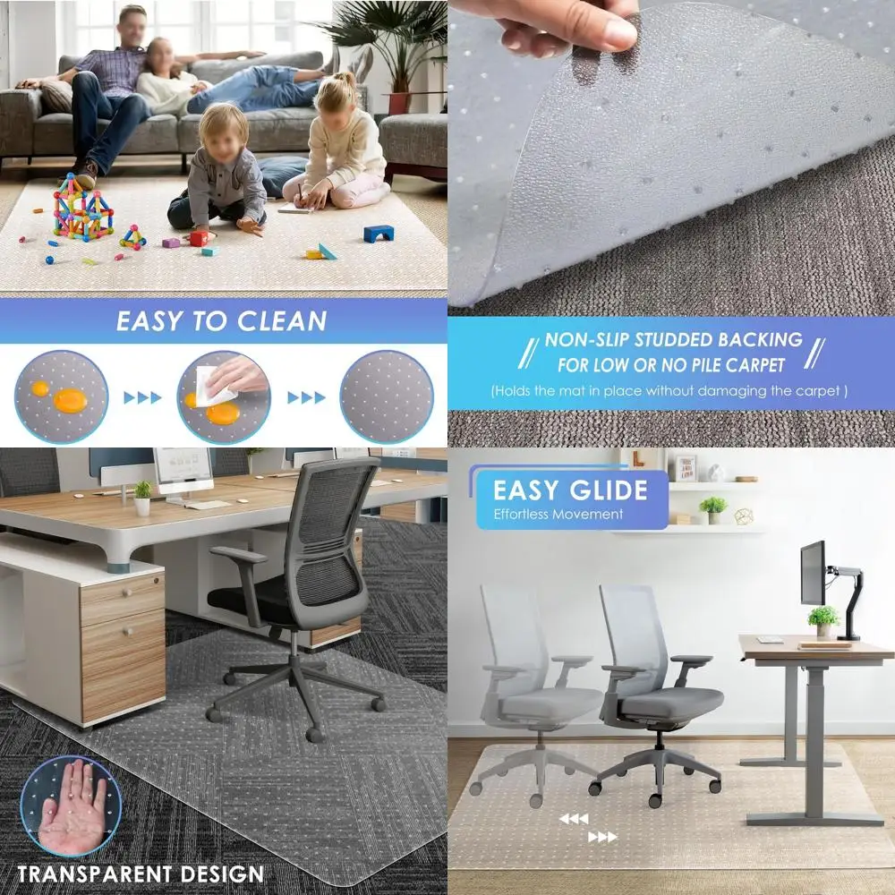 63x51 Large Desk Chair Mat with Studs for Low Pile Carpets - Ideal for Home and Office Use
63x51 Large Desk Chair Mat with Studs for Low Pile Carpets - Ideal for Home and Office Use