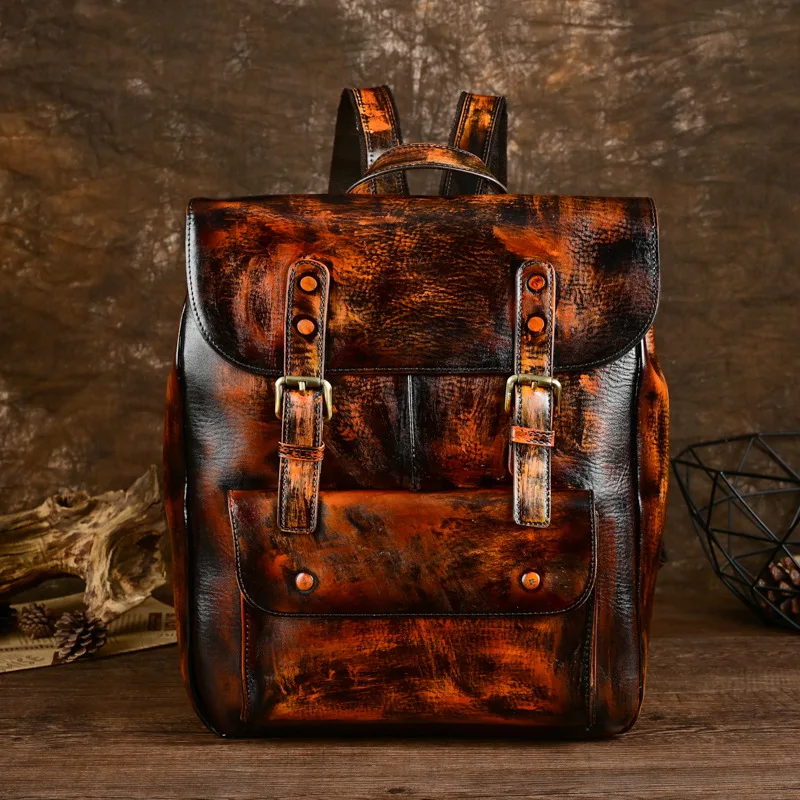 New retro and old leather backpack neutral casual first layer cowhide men and women couple backpack fashionable simple versatile
New retro and old leather backpack neutral casual first layer cowhide men and women couple backpack fashionable simple versatile