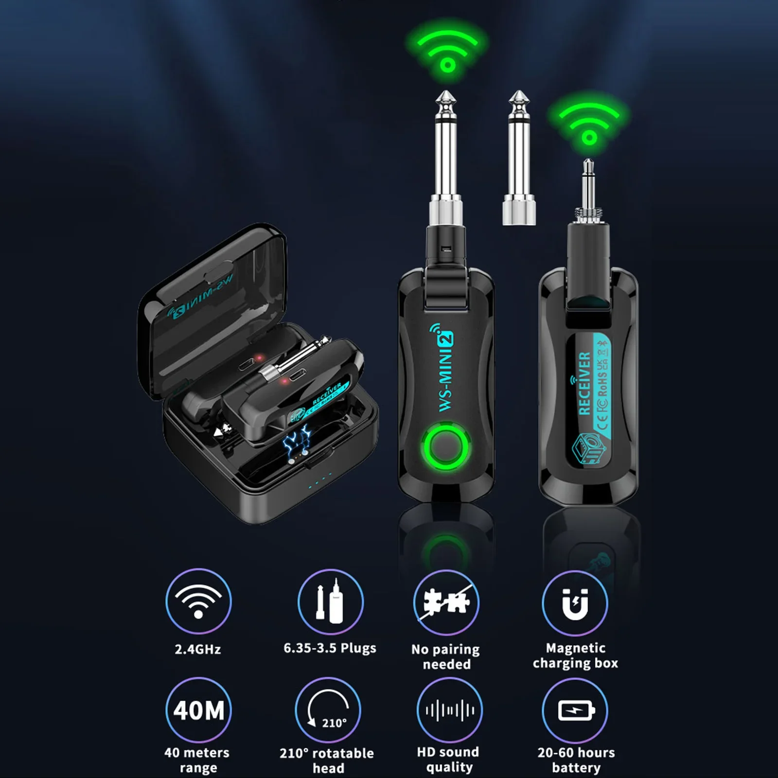 Lekato Ws-Mini2 Wireless Bass System 4-Ch 2.4Ghz W/charging Case, Rechargeable Low-Latency for Heavy Rigs
Lekato Ws-Mini2 Wireless Bass System 4-Ch 2.4Ghz W/charging Case, Rechargeable Low-Latency for Heavy Rigs