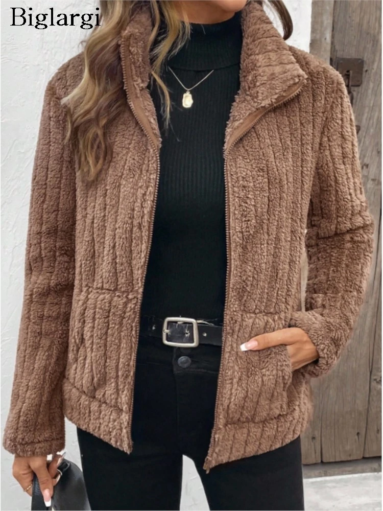 Autumn Winter Furry Coat Women Long Sleeve Casual Fashion Ladies Jackets Korean Style Loose Woman Coats
Autumn Winter Furry Coat Women Long Sleeve Casual Fashion Ladies Jackets Korean Style Loose Woman Coats