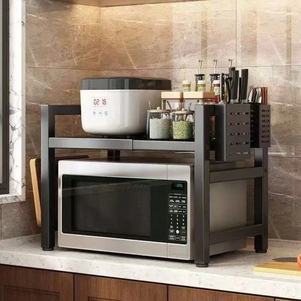 Retractable Metal Kitchen Storage Rack Adjustable Multi-Layer Oven Storage Shelf Thickened with 6 Hooks Microwave Stand
Retractable Metal Kitchen Storage Rack Adjustable Multi-Layer Oven Storage Shelf Thickened with 6 Hooks Microwave Stand