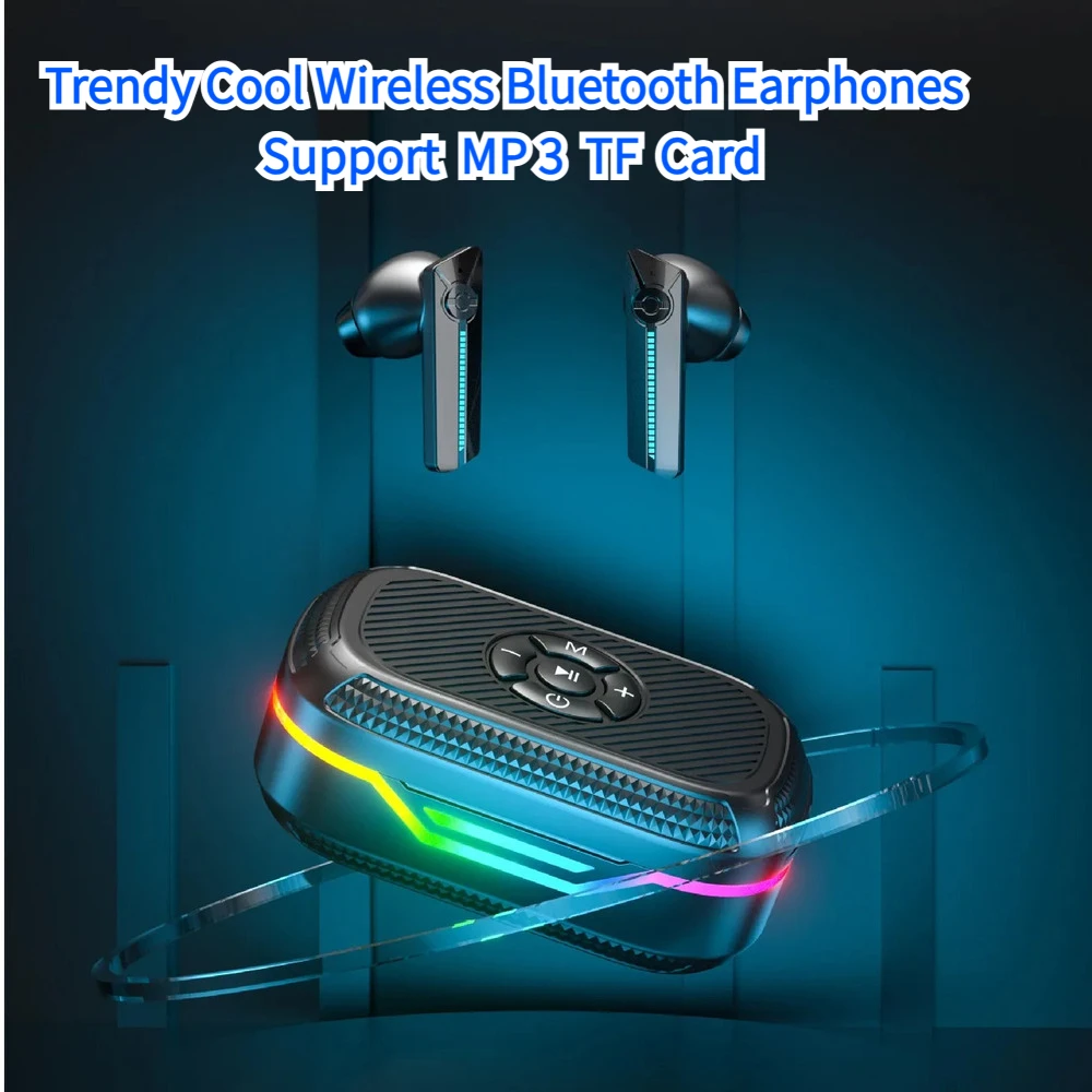 Trendy Cool Wireless Bluetooth Earphones Support MP3 TF Card RGB Charging Case With Mic Long Battery Life Sports Earbuds
Trendy Cool Wireless Bluetooth Earphones Support MP3 TF Card RGB Charging Case With Mic Long Battery Life Sports Earbuds