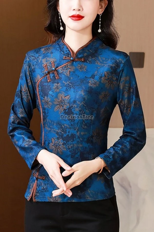 2025 new chinese retro style thickened long sleeve stand collar women's cheongsam blouse fashion slimming printed tang suit top
2025 new chinese retro style thickened long sleeve stand collar women's cheongsam blouse fashion slimming printed tang suit top