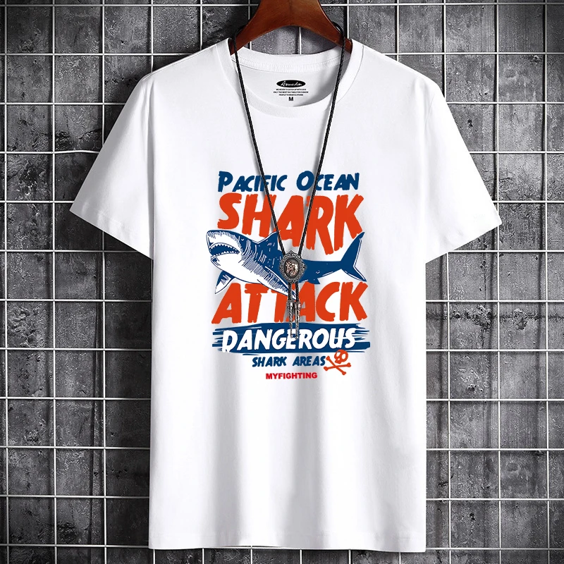 Cotton T-Shirt Shark Print Men Cotton T-Shirt Men Loose Casual Short Sleeves Summer Breathable Tee Cotton Clothing
Cotton T-Shirt Shark Print Men Cotton T-Shirt Men Loose Casual Short Sleeves Summer Breathable Tee Cotton Clothing
