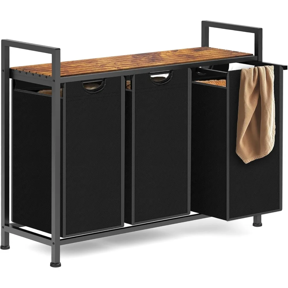 Laundry basket with 3 Pull-Out Removable Oxford Fabric Bags Cloth Laundry Sorter 3 x 10 Gallons (Black and Rustic Brown)
Laundry basket with 3 Pull-Out Removable Oxford Fabric Bags Cloth Laundry Sorter 3 x 10 Gallons (Black and Rustic Brown)