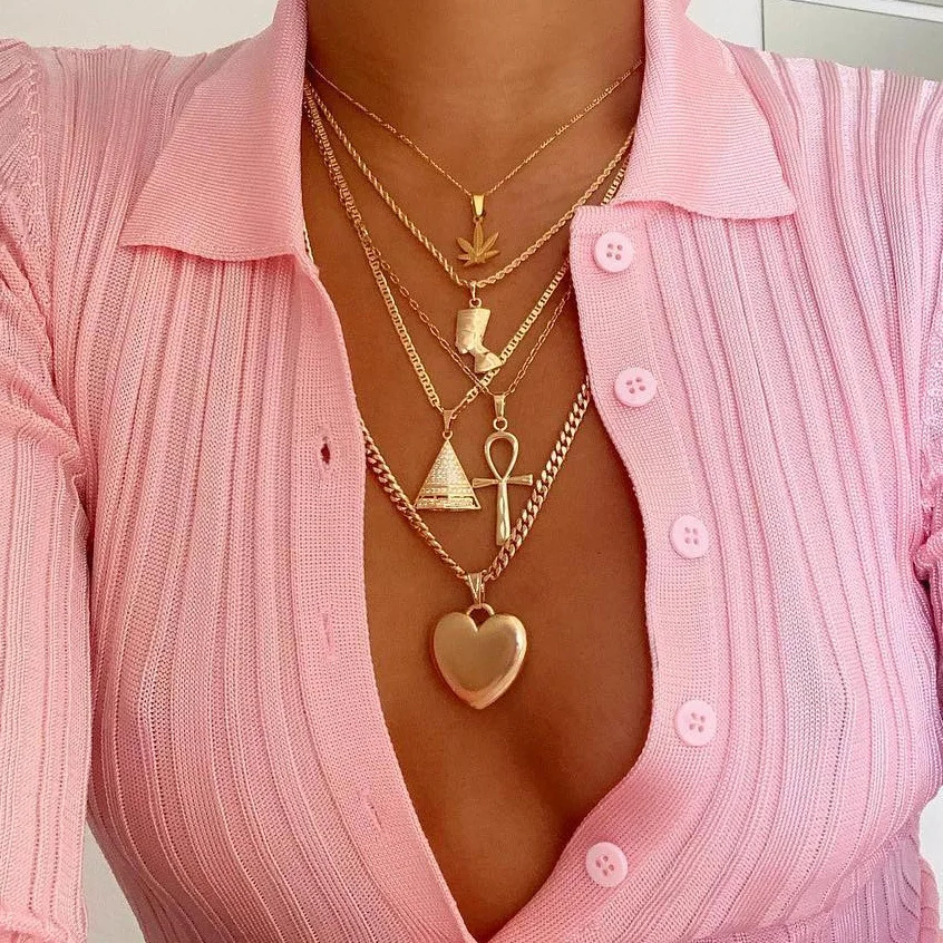 50PCS Women's double-layergold chain pendant necklace for women's girl choker Jewelry wholesale multiple choice
50PCS Women's double-layergold chain pendant necklace for women's girl choker Jewelry wholesale multiple choice