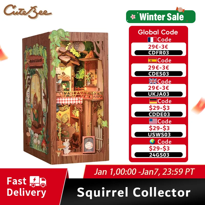 CUTEBEE DIY Book Nook Kit Wooden Dollhouse 3D Puzzle with Light Cartoon Style Bookshelf Insert Decor Gift Squirrel Collector
CUTEBEE DIY Book Nook Kit Wooden Dollhouse 3D Puzzle with Light Cartoon Style Bookshelf Insert Decor Gift Squirrel Collector