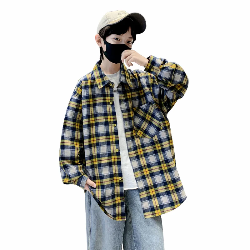 New Spring Children Yellow Plaid Shirt With Pocket for Boy Fashion Blouse Kids Long Sleeve Baby Boy Clothes Outfit Age 5 To 14
New Spring Children Yellow Plaid Shirt With Pocket for Boy Fashion Blouse Kids Long Sleeve Baby Boy Clothes Outfit Age 5 To 14
