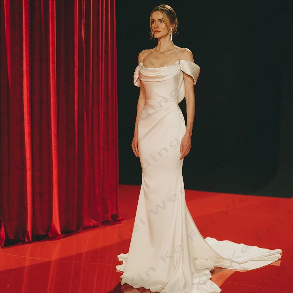 2024 Simple Women's Bridal Gowns Satin Pleated Sexy Off the Shoulder Sleeveless Princess Wedding Dresses Welcome Guest Dress
2024 Simple Women's Bridal Gowns Satin Pleated Sexy Off the Shoulder Sleeveless Princess Wedding Dresses Welcome Guest Dress