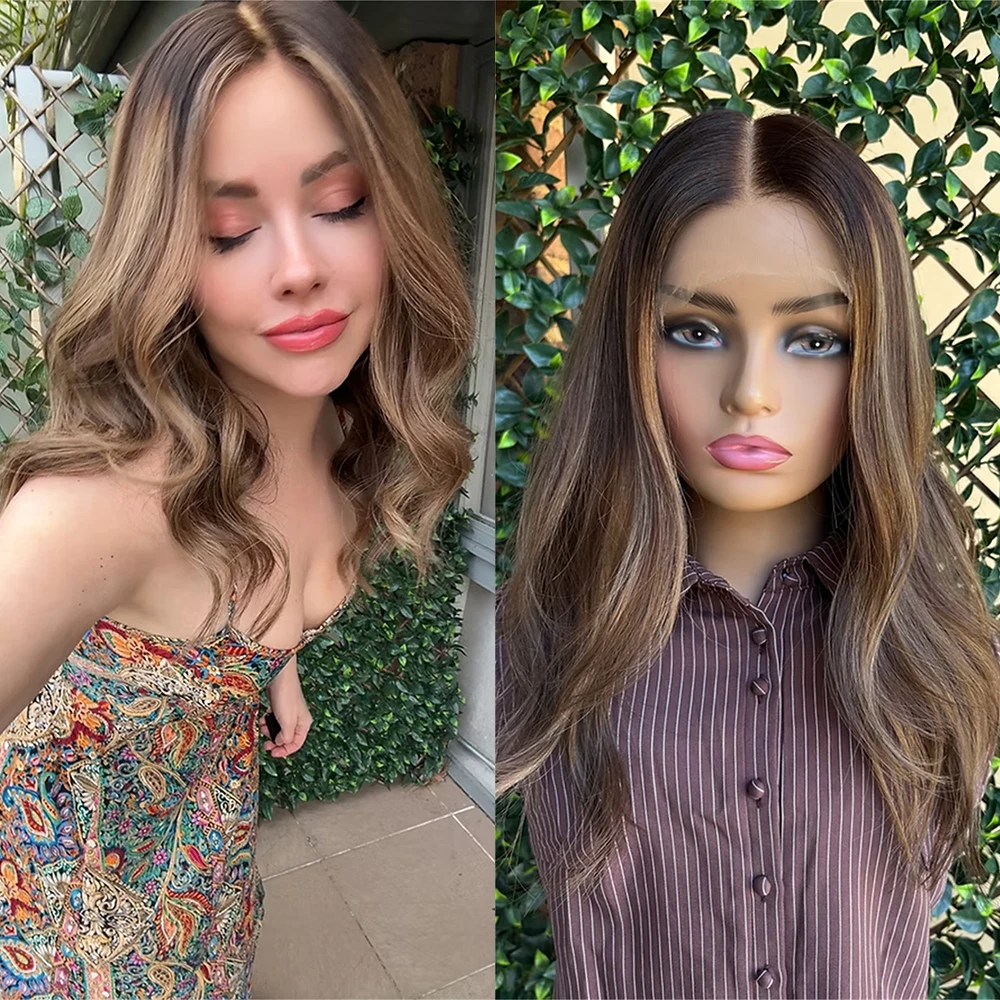 Glueless Lace Front Wig Dark Brown Blonde Highlights Wig HD Lace Shoulder Wavy Preplucked Blend Synthetic Human Hair for Women
Glueless Lace Front Wig Dark Brown Blonde Highlights Wig HD Lace Shoulder Wavy Preplucked Blend Synthetic Human Hair for Women