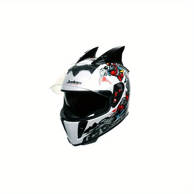 White Clown Full-Face Motorcycle Helmet with Dual Visors and Horns - Durable ABS Safety Gear for Men
White Clown Full-Face Motorcycle Helmet with Dual Visors and Horns - Durable ABS Safety Gear for Men
