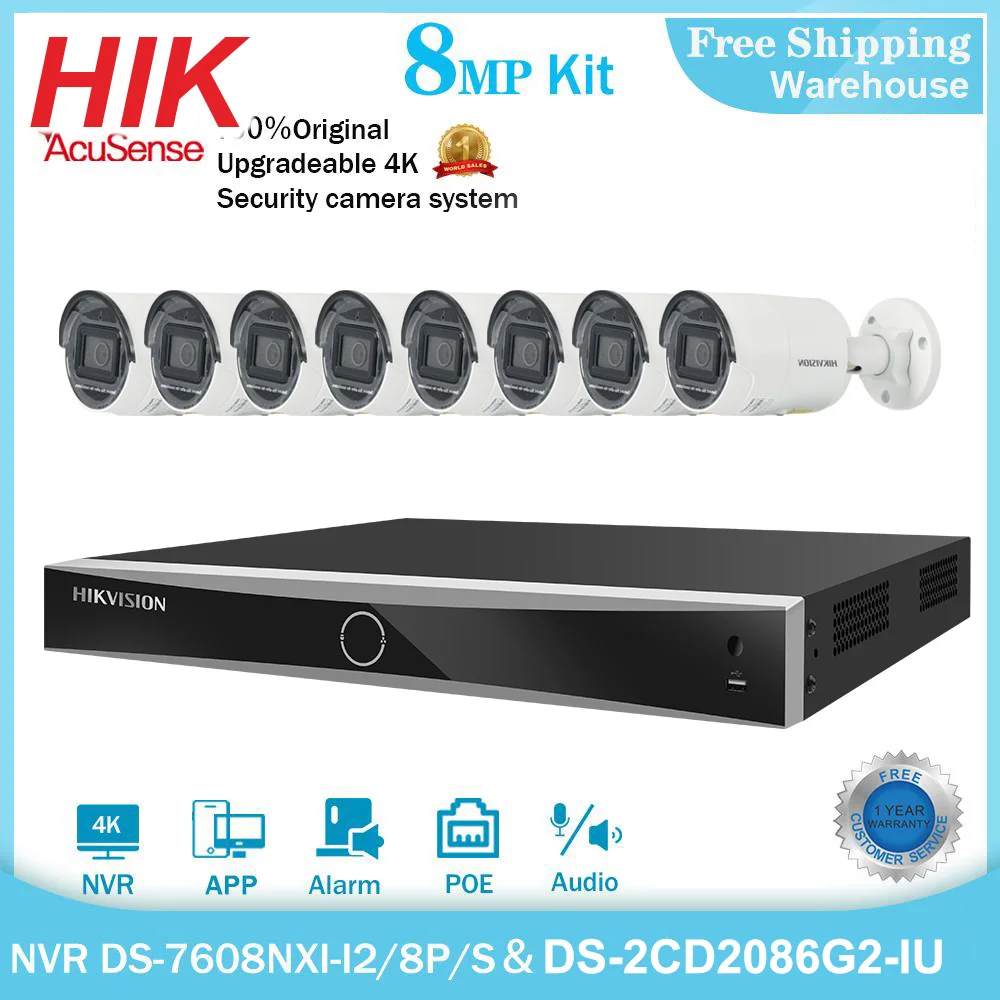 Hikvision 4K 8CH 8MP IP Camera Security Kit DS-2CD2086G2-IU NVR DS-7608NXI-I2/8 P/S POE CCTV система видеонаблюдения
Hikvision 4K 8CH 8MP IP Camera Security Kit DS-2CD2086G2-IU NVR DS-7608NXI-I2/8 P/S POE CCTV система видеонаблюдения