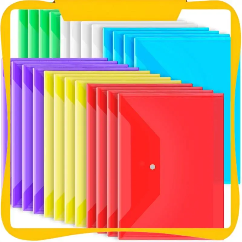 24Pack Plastic Envelopes With Snap Closure, Plastic File Folders For Documents A4 Clear Envelopes Folders,File Bags Durable
24Pack Plastic Envelopes With Snap Closure, Plastic File Folders For Documents A4 Clear Envelopes Folders,File Bags Durable