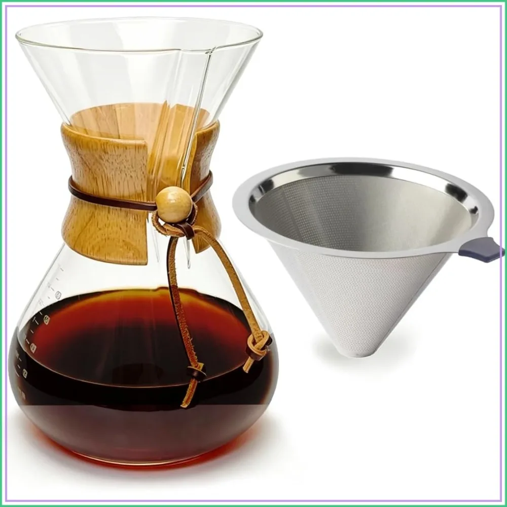Subjectthree Glass Coffee Maker - Pour Over Coffee Dripper 8 Cup with Stainless Steel Filter for Camping, Office, Cafe, Home (28 Ounce)
Subjectthree Glass Coffee Maker - Pour Over Coffee Dripper 8 Cup with Stainless Steel Filter for Camping, Office, Cafe, Home (28 Ounce)