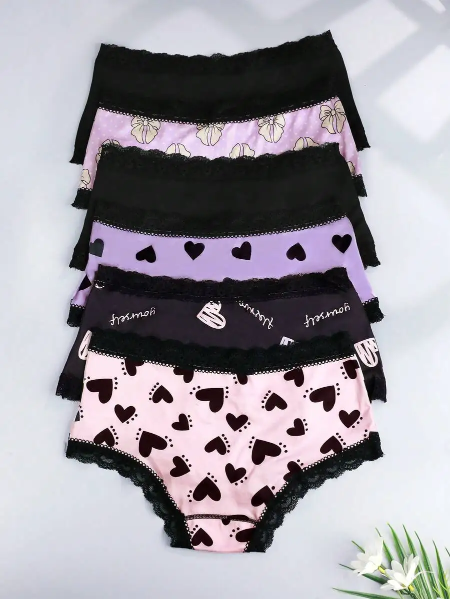 6 Pcs Womens Lace Panties Set Heart Bow Floral Print Comfortable Briefs
6 Pcs Womens Lace Panties Set Heart Bow Floral Print Comfortable Briefs