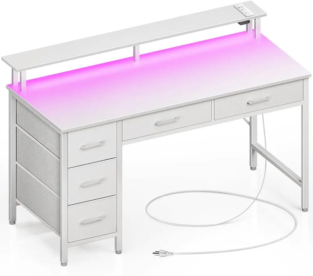 47 inch Home Office Desk with 5 Drawers, Writing Desk with Monitor Stand, Work Desk for Home Office, White
47 inch Home Office Desk with 5 Drawers, Writing Desk with Monitor Stand, Work Desk for Home Office, White