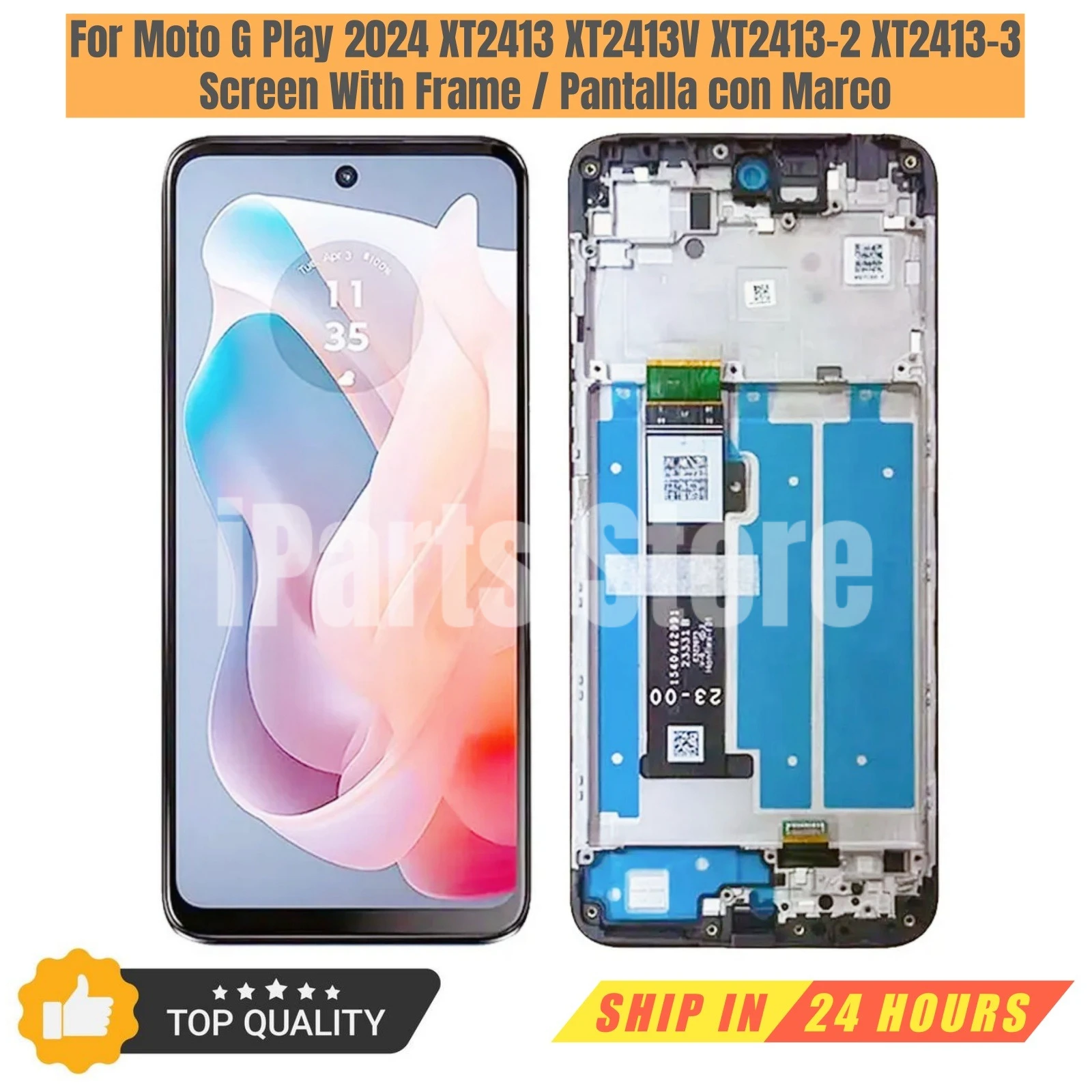 Сменный дисплей iParts для Motorola Moto G Play 2024 XT2413 XT2413V XT2413-2 XT2413-3, сенсорный ЖК-экран с рамкой в сборе
Сменный дисплей iParts для Motorola Moto G Play 2024 XT2413 XT2413V XT2413-2 XT2413-3, сенсорный ЖК-экран с рамкой в сборе