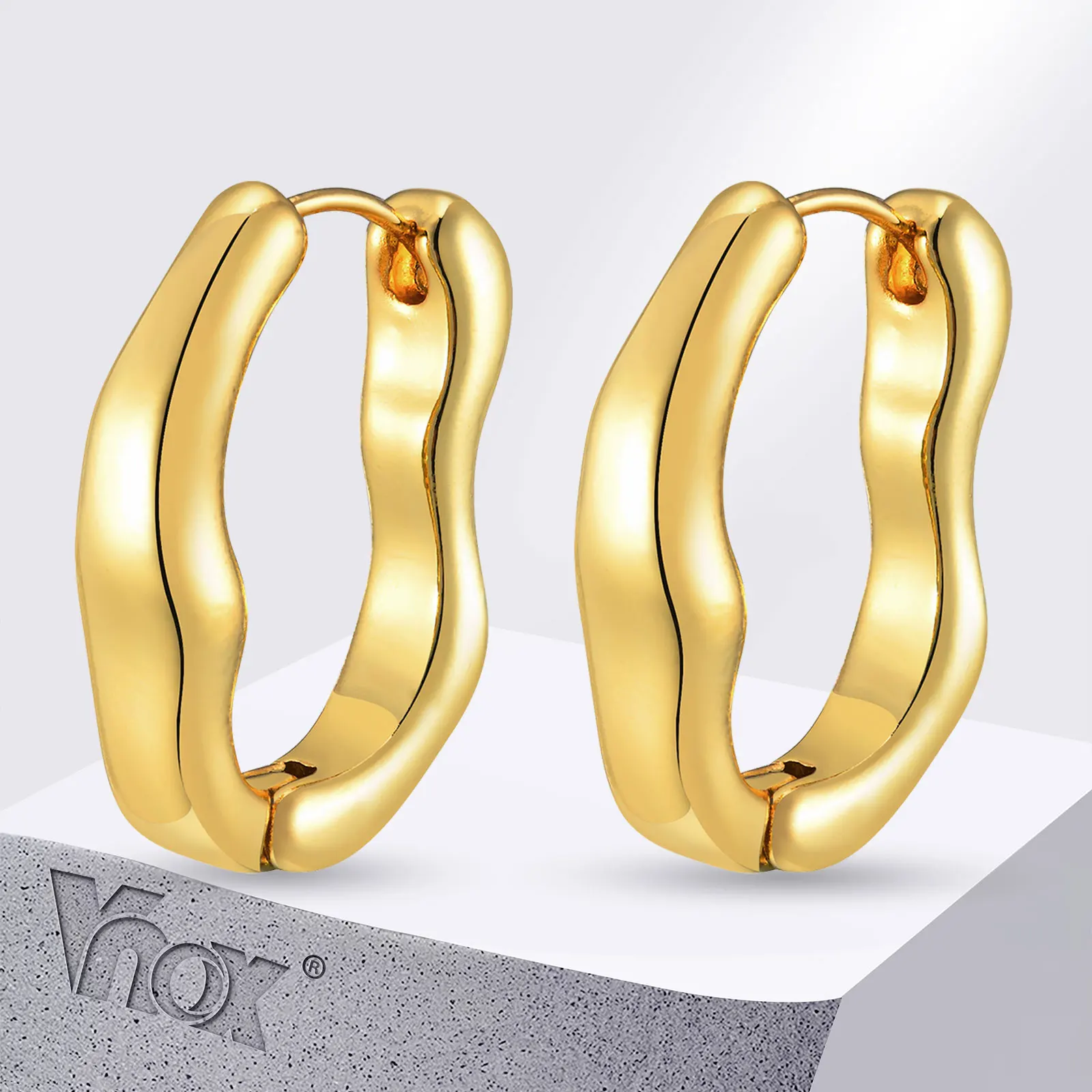 Vnox Women Irregular Geometric Hoop Earrings, Gold Plated Metal Huggies, Trendy New Fashion Minimalist Huggies
Vnox Women Irregular Geometric Hoop Earrings, Gold Plated Metal Huggies, Trendy New Fashion Minimalist Huggies