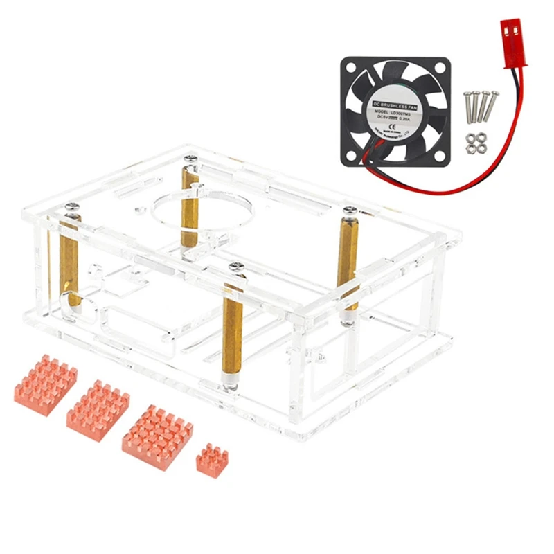 For Raspberry Pi 5 Acrylic Case+Cooling Fan+Copper Heat Sink Transparent Shell Protective Case Parts Accessories For Pi 5
For Raspberry Pi 5 Acrylic Case+Cooling Fan+Copper Heat Sink Transparent Shell Protective Case Parts Accessories For Pi 5
