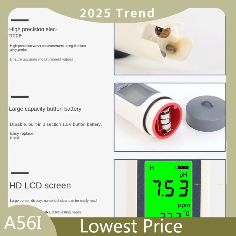 A56I Top 3 In 1 Water Quality Test Pen TDS/PH/TEMP PH Meter Multi-Parameter Belt Water Quality Analyzer
A56I Top 3 In 1 Water Quality Test Pen TDS/PH/TEMP PH Meter Multi-Parameter Belt Water Quality Analyzer