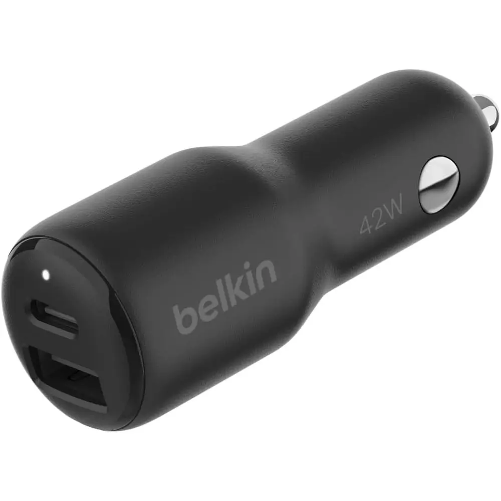 42W Dual Port Car Charger with 30W USB-C & 12W USB-A for Various Devices - Black
42W Dual Port Car Charger with 30W USB-C & 12W USB-A for Various Devices - Black