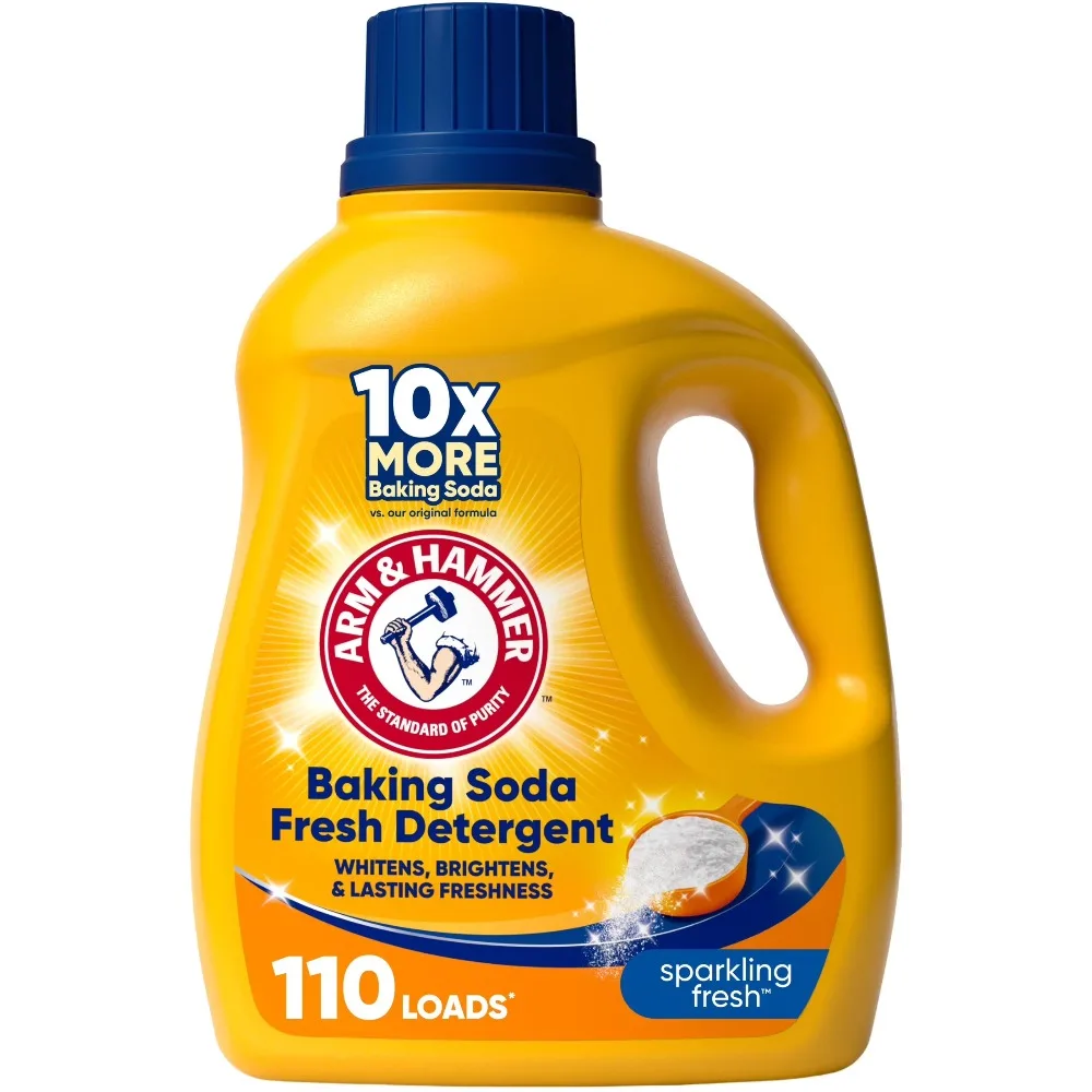 Fresh Scent Liquid Laundry Detergent with Baking Soda 110 Fl Oz 110 Loads for Washing Machine
Fresh Scent Liquid Laundry Detergent with Baking Soda 110 Fl Oz 110 Loads for Washing Machine
