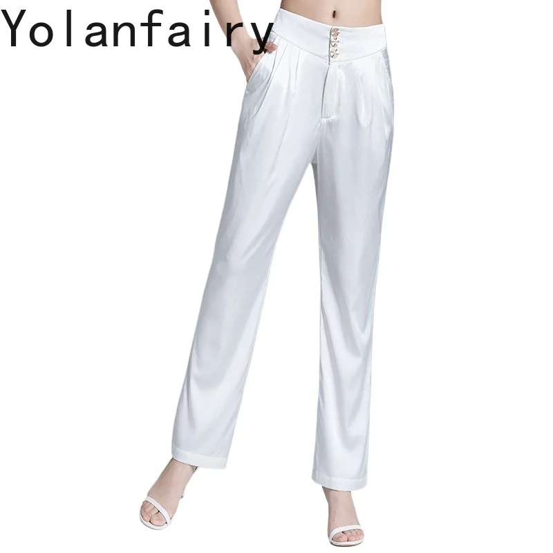 YOLANFAIRY Fashion 95% Real Mulberry Silk Pants for Women 2026 Spring Summer High-waisted Straight Trousers Woman Satin Pants
YOLANFAIRY Fashion 95% Real Mulberry Silk Pants for Women 2026 Spring Summer High-waisted Straight Trousers Woman Satin Pants