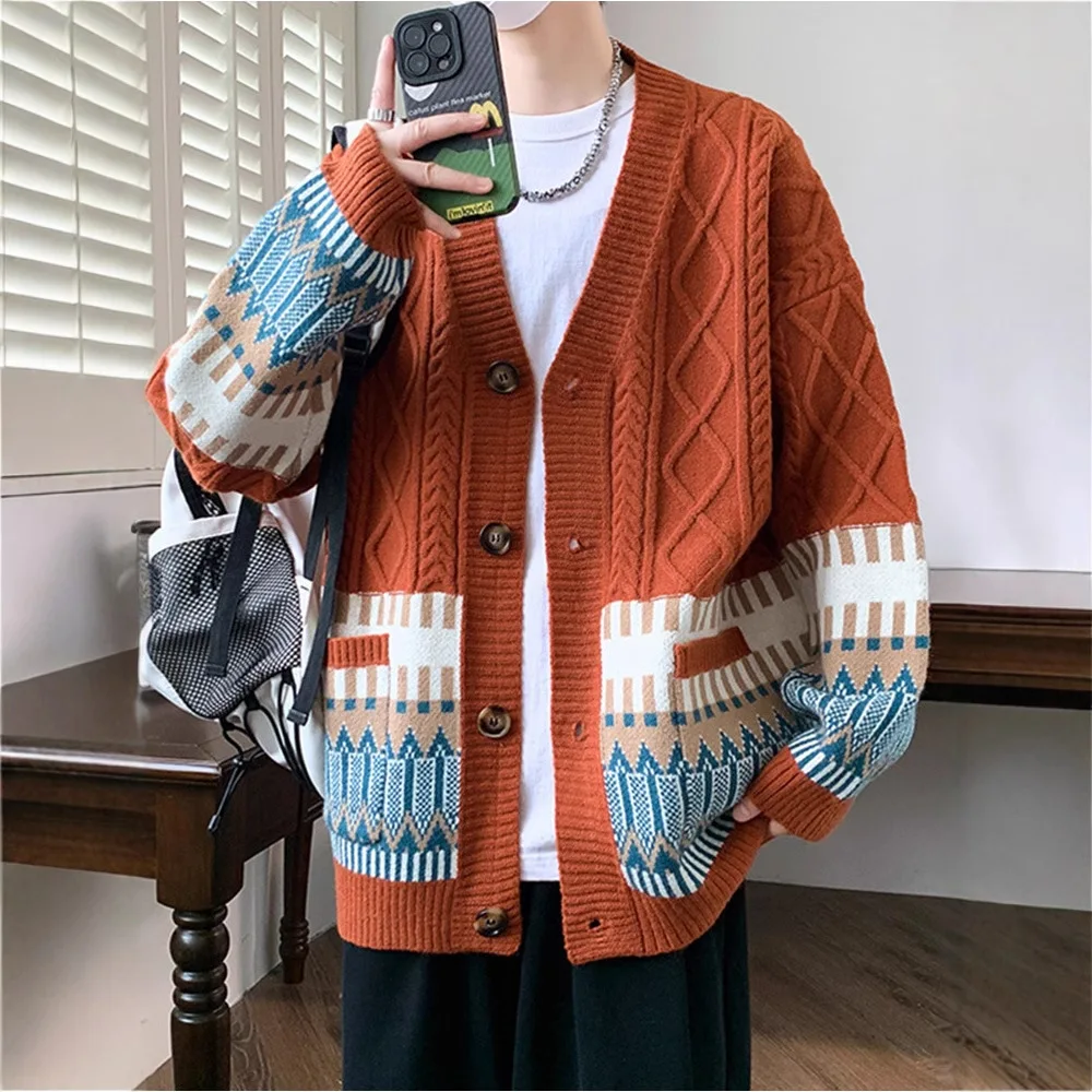 Мужской повседневный жаккардовый вязаный кардиган 2025 года
Мужской повседневный жаккардовый вязаный кардиган 2025 года