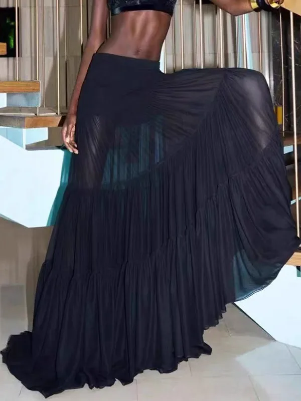 Slimming A-Line Skirt Low Waist Gathered Pleated Bell Bottoms Versatile Semi-Transparent Retro Style Polyester Fabric Da...
Slimming A-Line Skirt Low Waist Gathered Pleated Bell Bottoms Versatile Semi-Transparent Retro Style Polyester Fabric Da...