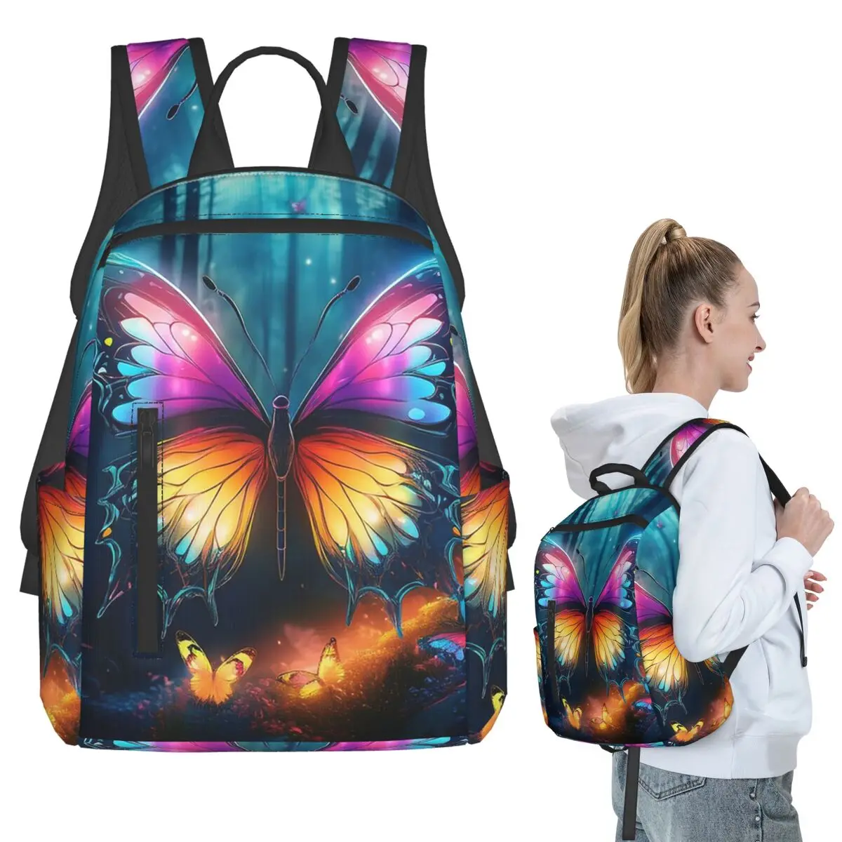 Vibrant Luminescent Butterfly In Forest Backpack Student BookBag Children School Bag Laptop Shoulder Bags Men Women
Vibrant Luminescent Butterfly In Forest Backpack Student BookBag Children School Bag Laptop Shoulder Bags Men Women