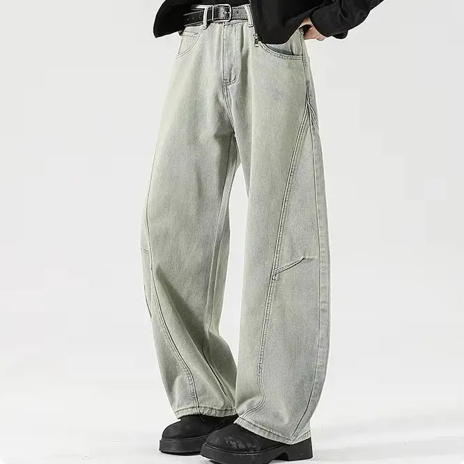 Vintage Washed Patchwork Curved-Leg Jeans Men Women Loose-Fit, Wide-Leg, Straight-Leg Durable Breathable with Pockets
Vintage Washed Patchwork Curved-Leg Jeans Men Women Loose-Fit, Wide-Leg, Straight-Leg Durable Breathable with Pockets
