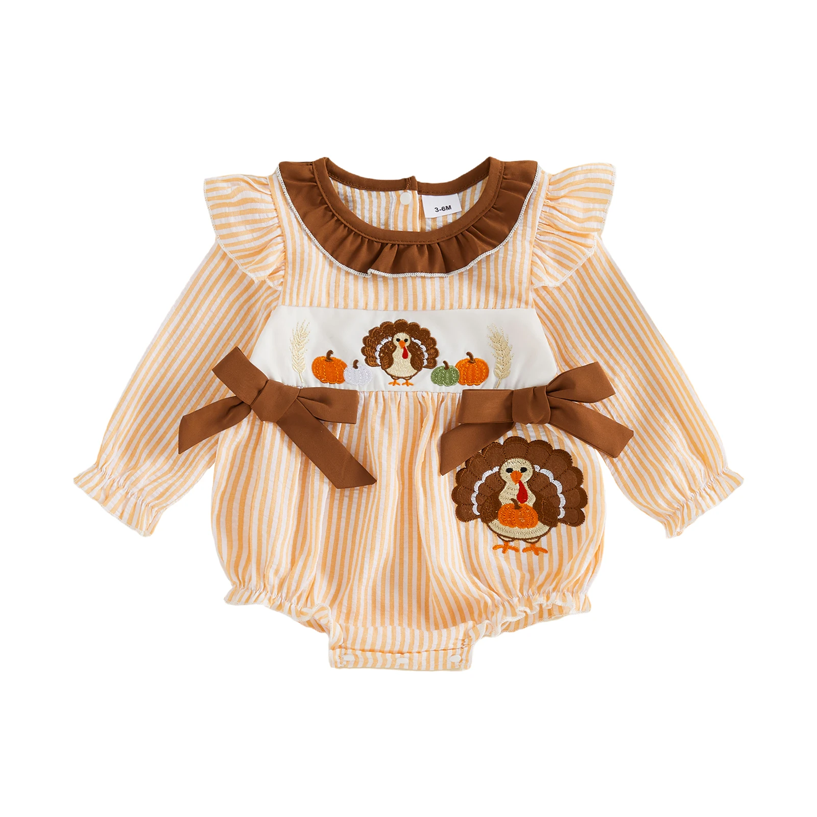 Baby Girl Thanksgiving Striped Romper Fashion Turkey Pumpkin Embroidery Long Sleeve Fall Jumpsuits
Baby Girl Thanksgiving Striped Romper Fashion Turkey Pumpkin Embroidery Long Sleeve Fall Jumpsuits