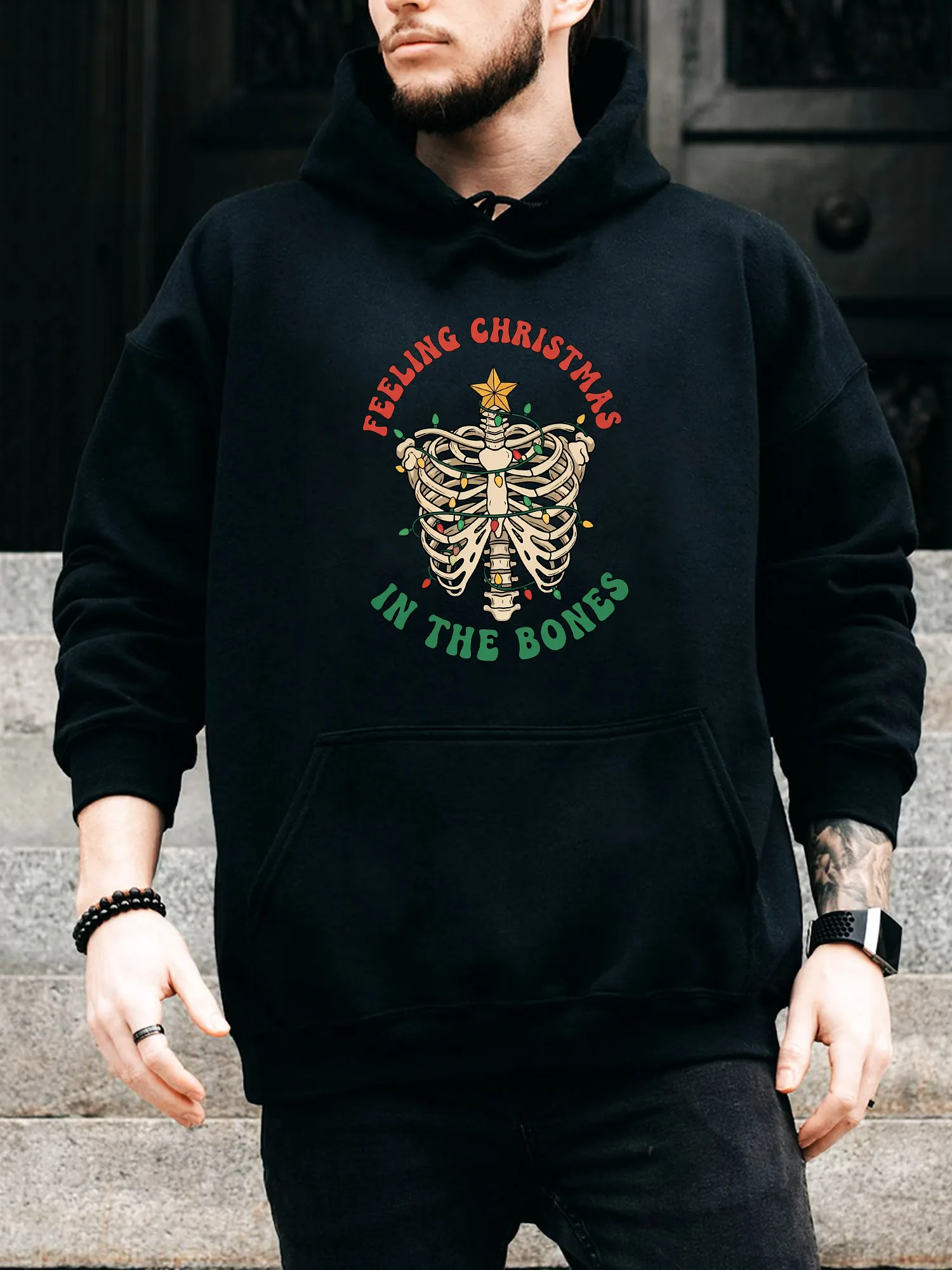 Feeling Christmas in the Bones Men's Drawstring Hoodie - Casual Comfortable Black Pullover, Fall & Winter Hooded Sweatshirt
Feeling Christmas in the Bones Men's Drawstring Hoodie - Casual Comfortable Black Pullover, Fall & Winter Hooded Sweatshirt