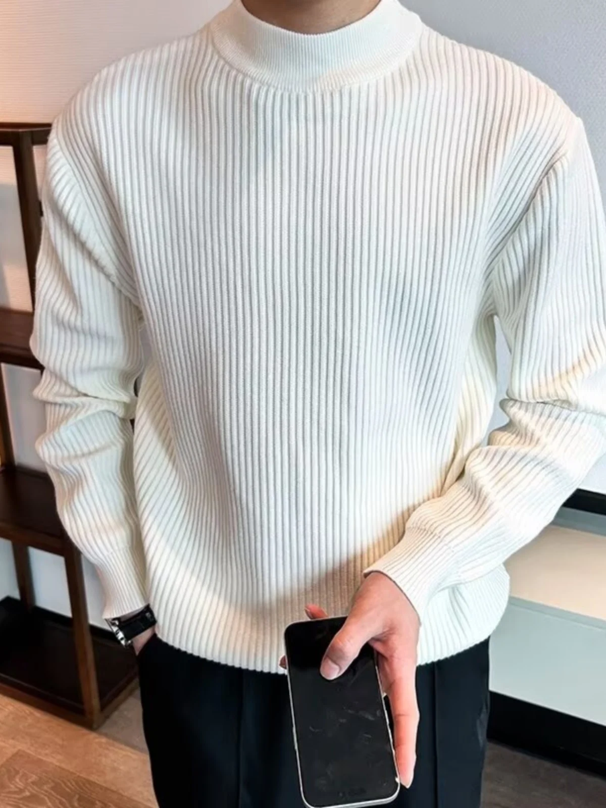 White Knitted Sweater Men's Autumn Winter Sle Long Sve f High Collar Slim Fit Striped Thermal Underwear Base irt
White Knitted Sweater Men's Autumn Winter Sle Long Sve f High Collar Slim Fit Striped Thermal Underwear Base irt