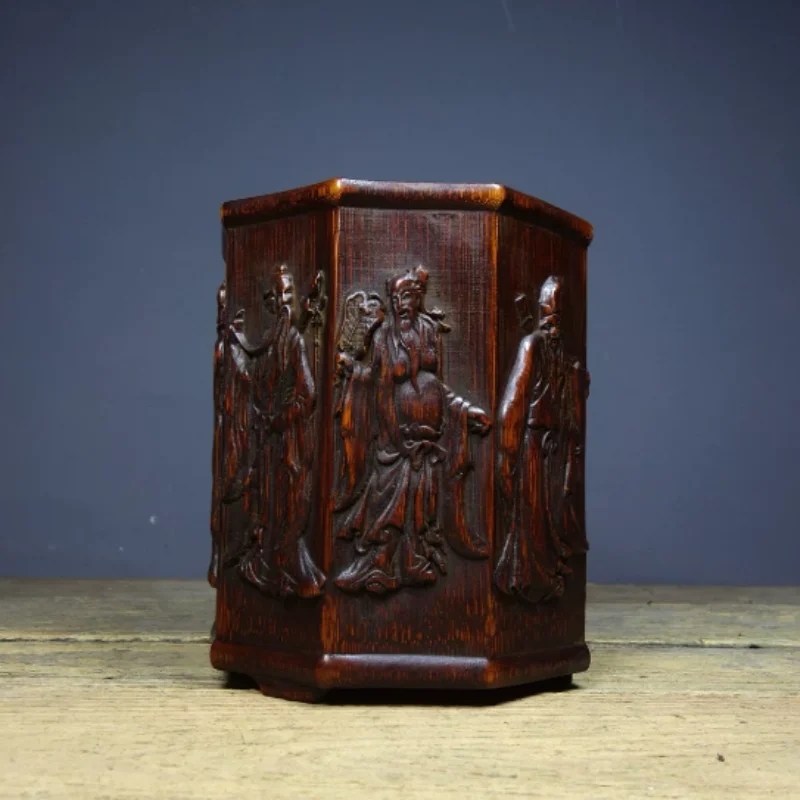 Antique China Collection Woodcarving Eight Immortals Crossing the Sea Exquisite Relief Pen Holder Brush Pot Stationery Supplies
Antique China Collection Woodcarving Eight Immortals Crossing the Sea Exquisite Relief Pen Holder Brush Pot Stationery Supplies