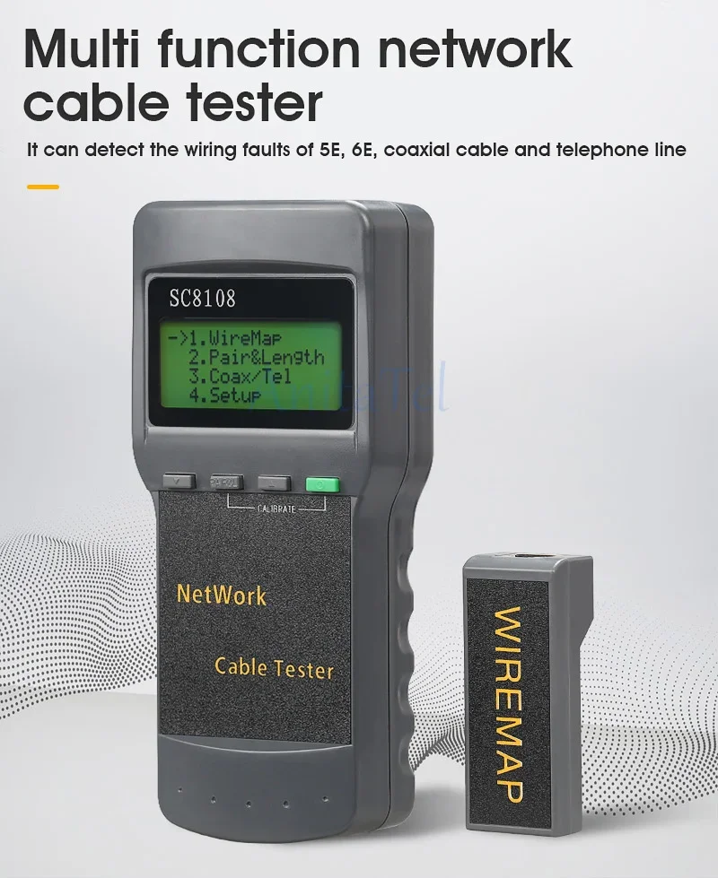 SC8108 Portable Network Meter&LAN Phone Cable Tester Meter With LCD Display Multifunction Wireless CAT5e RJ45
SC8108 Portable Network Meter&LAN Phone Cable Tester Meter With LCD Display Multifunction Wireless CAT5e RJ45