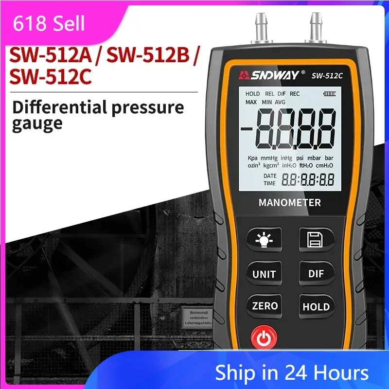 SNDWAY SW-512 Series Digital Manometer Air Pressure Gauge +-103.42 KPa 0.01 Resolution air pressure Differential Gauge Kit Tool
SNDWAY SW-512 Series Digital Manometer Air Pressure Gauge +-103.42 KPa 0.01 Resolution air pressure Differential Gauge Kit Tool