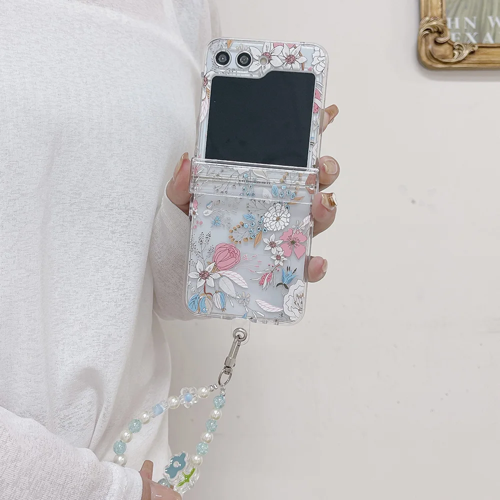 For Samsung Galaxy Z Flip 5 4 3 Case Flowers Painted Bracelet Transparent Shockproof Protection PC Hard Back Case Accessories
For Samsung Galaxy Z Flip 5 4 3 Case Flowers Painted Bracelet Transparent Shockproof Protection PC Hard Back Case Accessories
