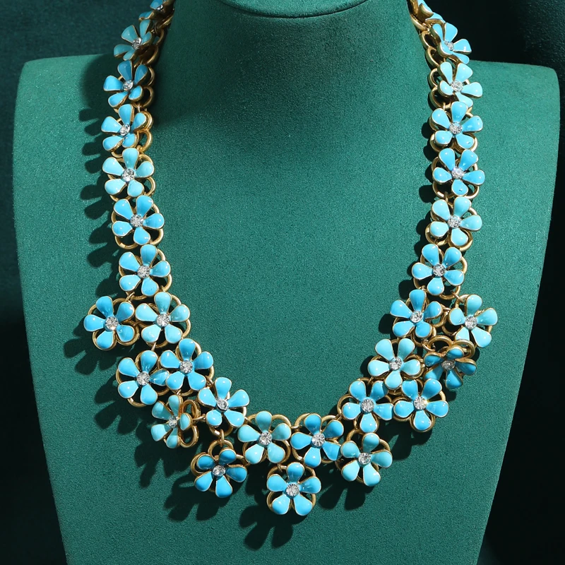 Vintage Petals Blue Flower Short Chokers Necklace Chain Glass Rhinestones Leaves Collar Antique Jewelry Wedding Party 2026 New
Vintage Petals Blue Flower Short Chokers Necklace Chain Glass Rhinestones Leaves Collar Antique Jewelry Wedding Party 2026 New