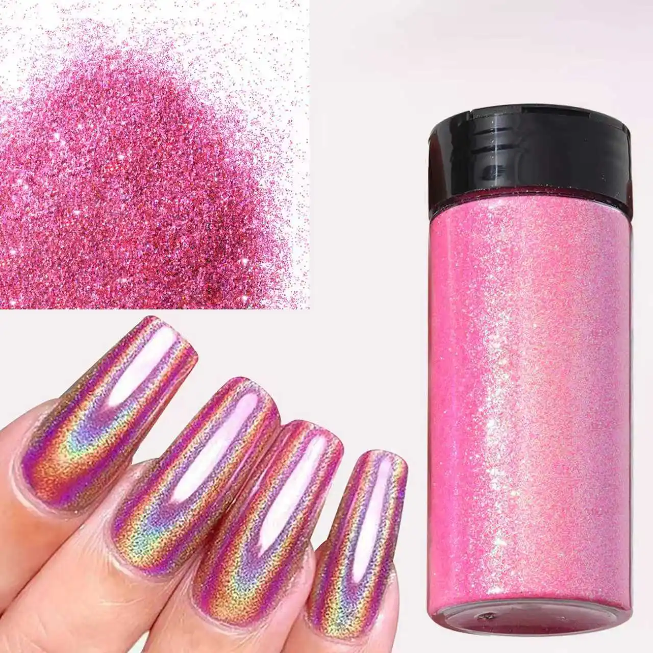 Laser Pink Nail Polish, Bright Spring and Summer Colors, Holographic Pink Shimmered Matte Powder, Laser Magic Mirror Powder
Laser Pink Nail Polish, Bright Spring and Summer Colors, Holographic Pink Shimmered Matte Powder, Laser Magic Mirror Powder