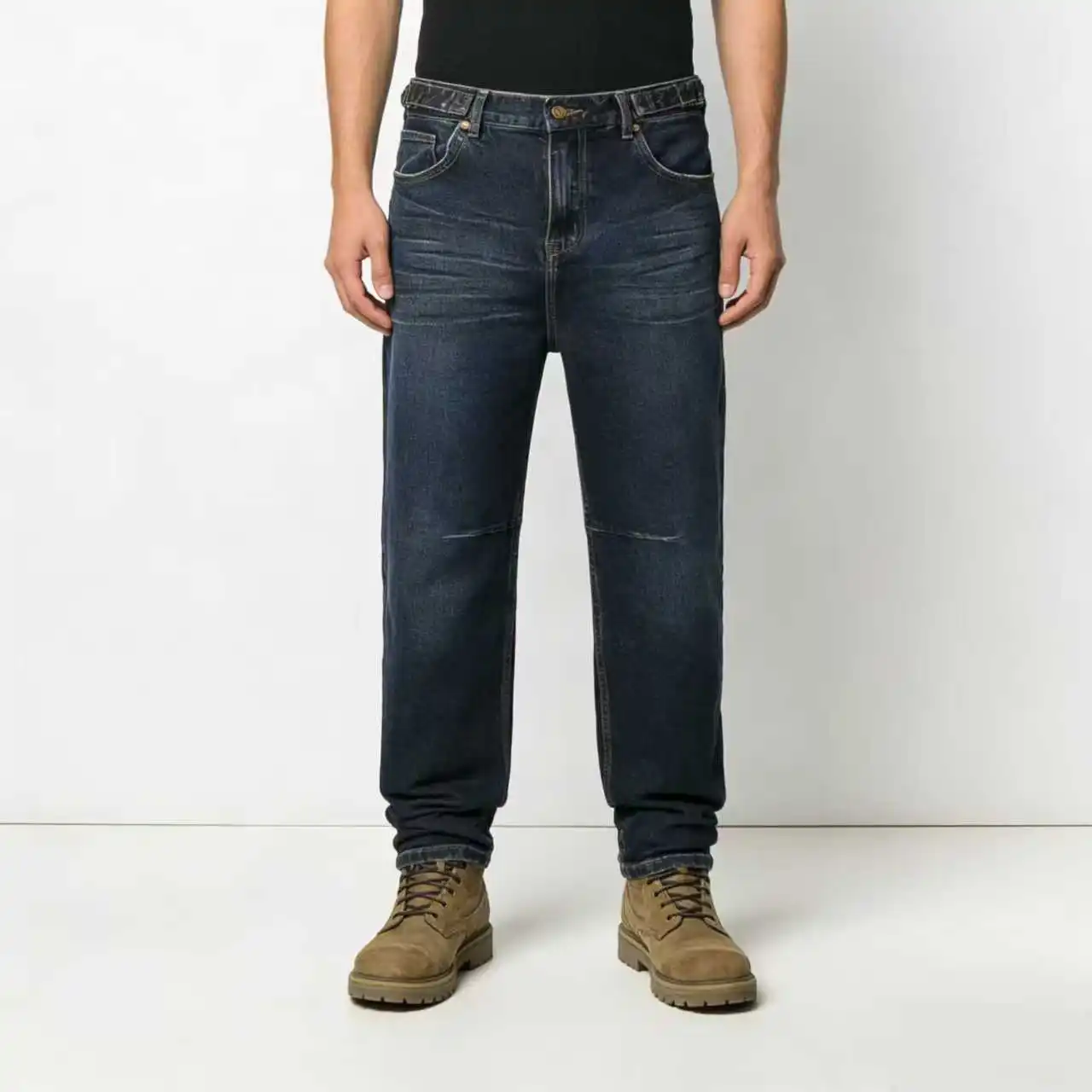 Trendy Fashion Slightly Stretchy Jeans with Symmetrical Pleats Front and Back, Adjustable Waist with Copper Clips, Ykk Zipper, Copper Placket Buttons, 13oz Fabric, Men's Jeans
Trendy Fashion Slightly Stretchy Jeans with Symmetrical Pleats Front and Back, Adjustable Waist with Copper Clips, Ykk Zipper, Copper Placket Buttons, 13oz Fabric, Men's Jeans