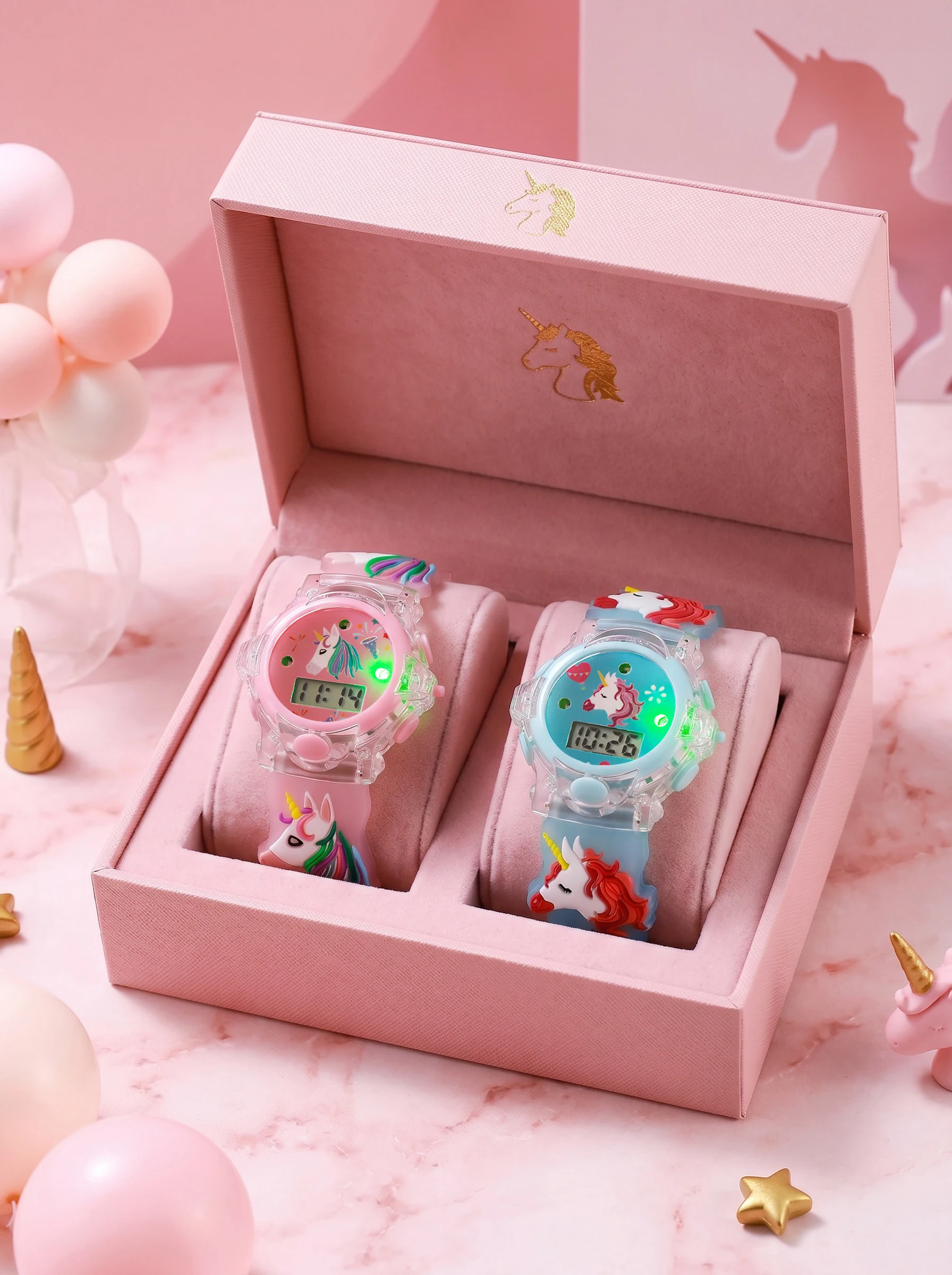 2pcs/set Kids Unicorn LED Light Up Watch Set, No Box, Digital Wristwatch For Back To School, Vacation & Holiday
2pcs/set Kids Unicorn LED Light Up Watch Set, No Box, Digital Wristwatch For Back To School, Vacation & Holiday